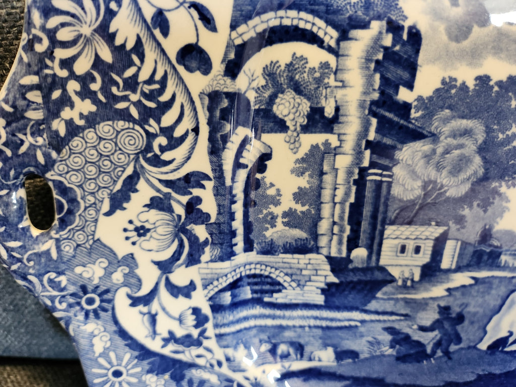 Vintage Copeland Spode Italian Handled Serving Dish Circa 1890–1930 Blue & White