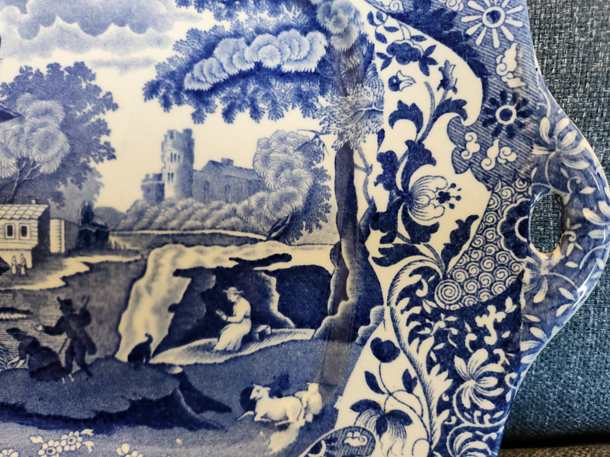 Vintage Copeland Spode Italian Handled Serving Dish Circa 1890–1930 Blue & White