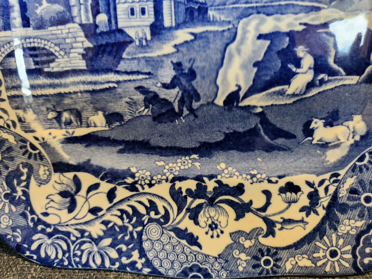 Vintage Copeland Spode Italian Handled Serving Dish Circa 1890–1930 Blue & White