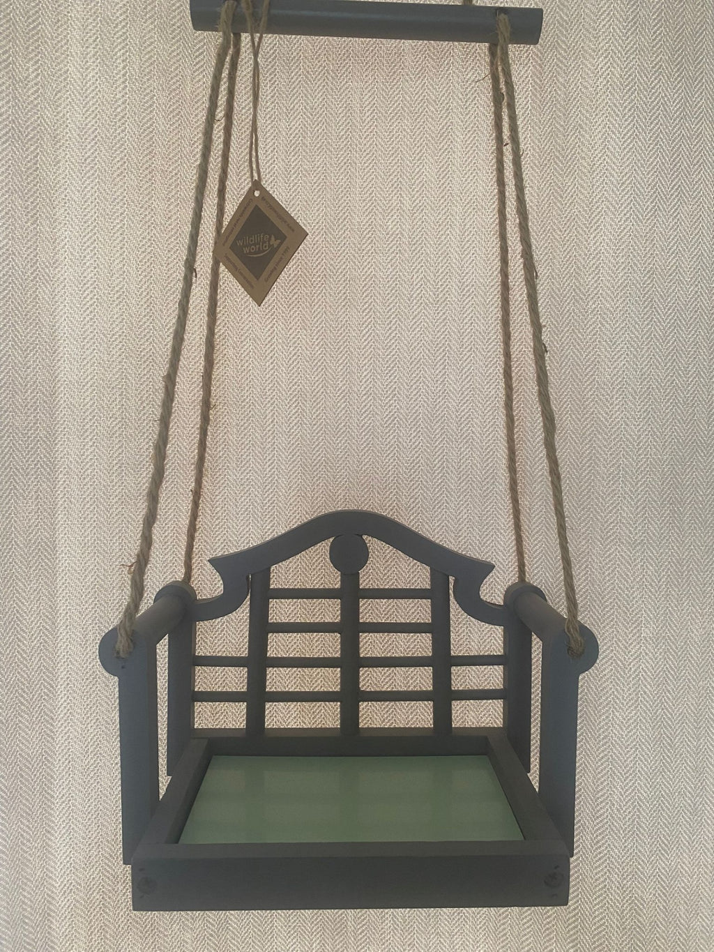 Lutyens Hanging Bird Feeder & Planter – Slate Grey, Wildlife World, Jute Rope