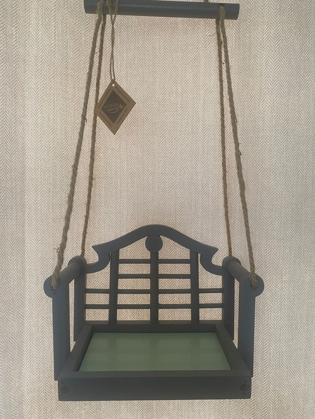 Lutyens Hanging Bird Feeder & Planter – Slate Grey, Wildlife World, Jute Rope