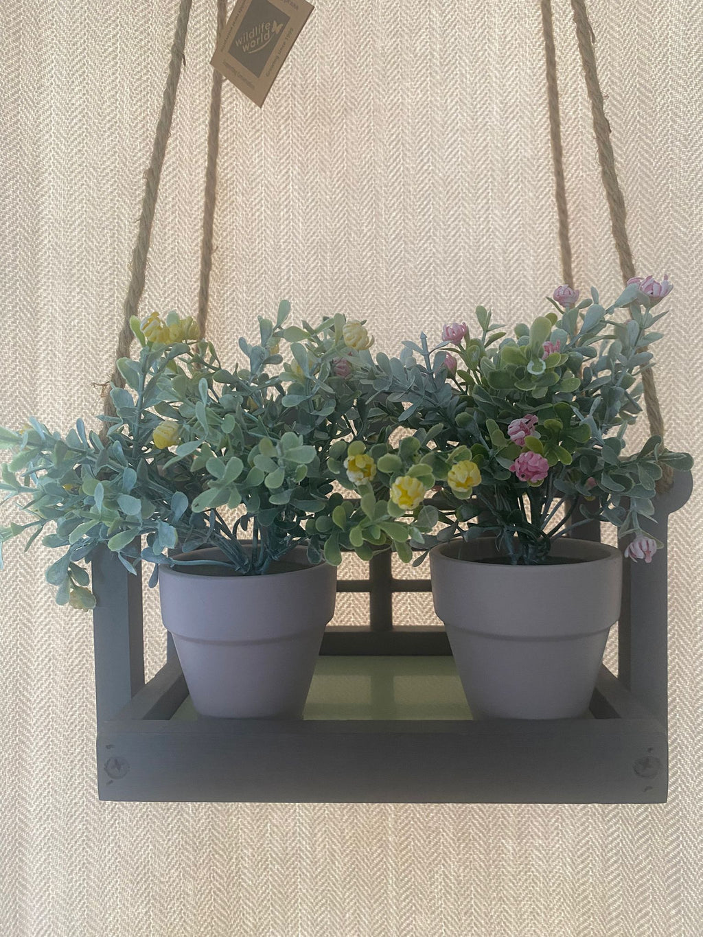 Lutyens Hanging Bird Feeder & Planter – Slate Grey, Wildlife World, Jute Rope