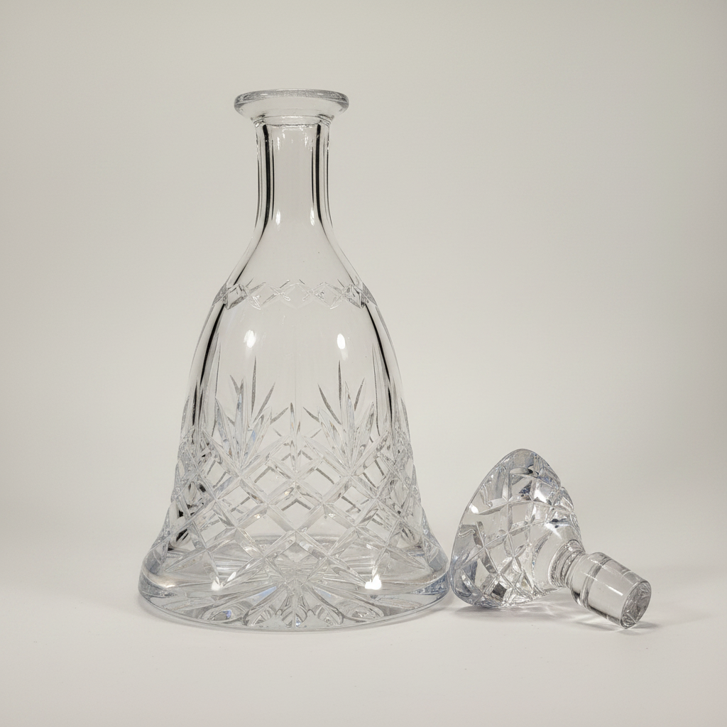 Vintage Cut Glass Decanter – Diamond Pattern Barware