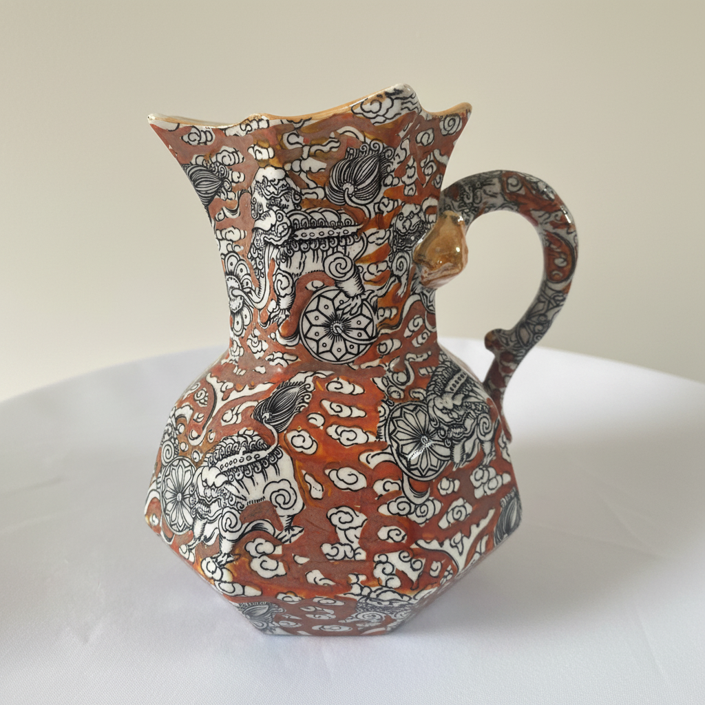 Antique Mason's Patent Ironstone Jug – Bandana Pattern, Mid-Victorian, c.1850–1880
