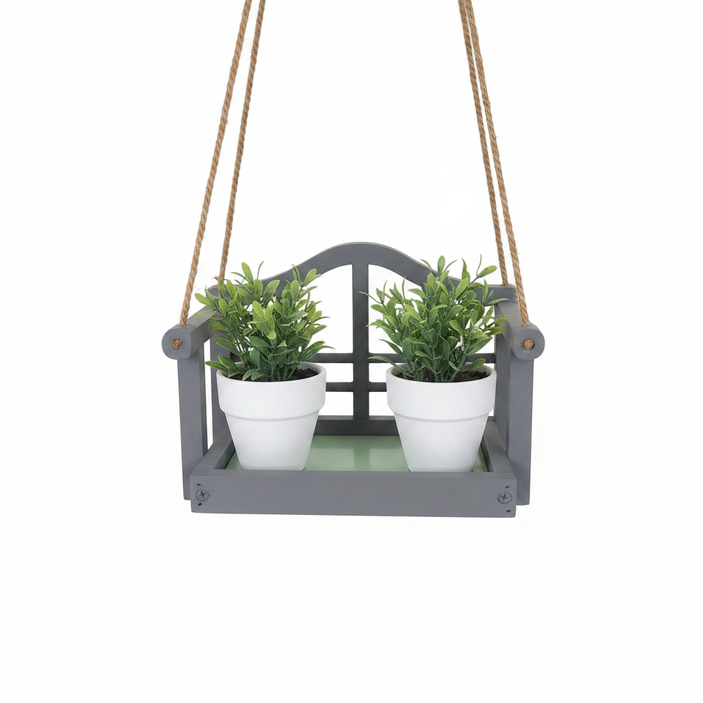 Lutyens Hanging Bird Feeder & Planter – Slate Grey, Wildlife World, Jute Rope