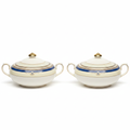 Royal Doulton Challinor Lidded Vegetable Tureens – Pair, Fine Bone China, Cobalt & Gold