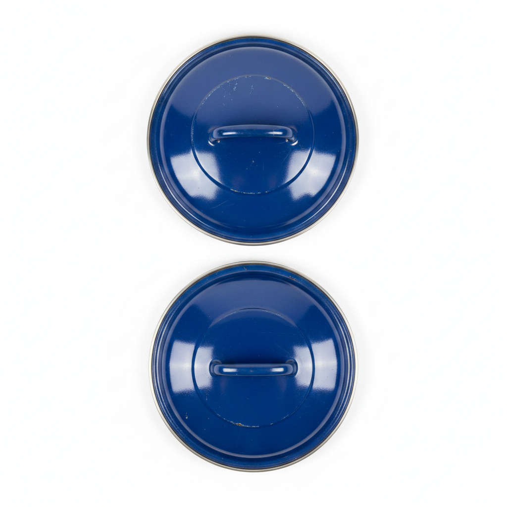 Herma Vintage Enamel Casserole Set – Cobalt Blue Folk Floral, West Germany