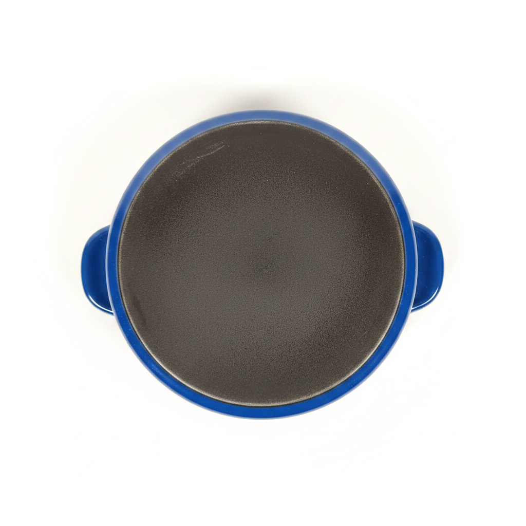 Herma Vintage Enamel Casserole Set – Cobalt Blue Folk Floral, West Germany